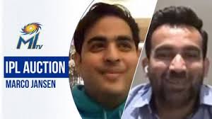 Marco jansen van vuren (born 14 june 1996 in vanderbijlpark, south africa) is a south african rugby union player for the blue bulls in the currie cup. Akash Ambani And Zaheer Khan On Marco Jansen à¤® à¤° à¤• à¤ªà¤° à¤µ à¤š à¤° Ipl Auction 2021 Mumbai Indians