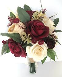 Fall wedding bouquets wine and gold. Wedding Bouquet 17 Pc Package Bridal Silk Flowers Burgundy Wine Gold Champagne 319 99 Picclick