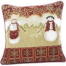 Make a snowman plushie by sewing and machine sewing with fabric, stuffing, and fleece. Amazon Com Tache Mr Mrs Snowman Couple Vintage Christmas Eve Holiday Snowflakes Traditional Red White Decorative Woven Tapestry Cushion Throw Pillow Cover 16 X 16 2 Pieces Home Kitchen