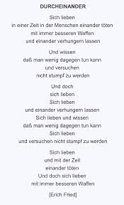 Durcheinander Erich Fried Liebesgedicht Worter Wahre Worte