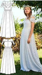 Women S Lace Wedding Dress Sewing Pattern Available For Download Available In Vario Wedding Dress Sewing Patterns Sewing Wedding Dress Crochet Wedding Dresses