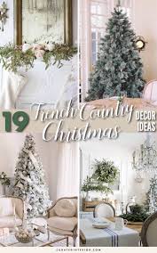 Barn door accent and fauxidermy deer head, garland, mercury glass led lights and gold bottle brush trees. 19 French Country Christmas Decor Ideas