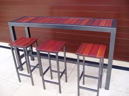 Long Narrow High Top Metal Wood Combo Outdoor Bar Table And 3 Stools Bar Table Outdoor Bar Table High Bar Table