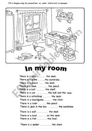 In My Room Prepositions Worksheet Preposition Worksheets Prepositions English Grammar Worksheets