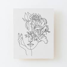Woman With Flowers By Line Art Drawing Portrait Minimalistic Style Botanical Print Flower Head By Onelineprint In 2020 Line Art Drawings Botanical Prints Line Art