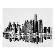 Detroit Michigan In Black Ink Poster Zazzle Com Black And White Graffiti Black And White Posters Detroit