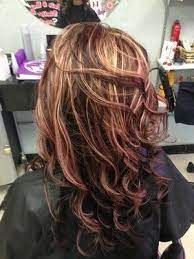 Mahogany Red Blonde Highlights Chocolate Red Hair Color With Highlights Brown Blonde Hair Hair Color Highlights Chocolate Red Hair