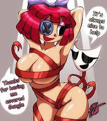 Rule 34 Dev - 2girls big_breasts breasts female female_only gangle_(the_amazing_digital_circus)  glitch_productions gooseworx hands_behind_head looking_at_another mask  masked_female ragatha ragatha_(the_amazing_digital_circus) red_hair  red_ribbon ribbon ...