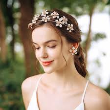 Gold Rose/Kupfer FloralEs Headpiece mit passenden Ohrringen für Bräute,  Must Have Hochzeit Accessoires!