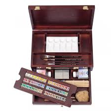 Talens Rembrandt Watercolour Paint Master Set 42 Half Pan Wooden Box Set Master Watercolor Painting Accessories Watercolor Paint Set