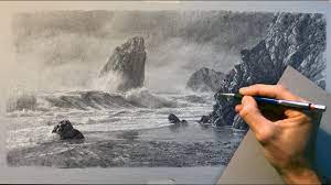 Learning to draw with a pencil is basic: Drawing A Seascape With Crashing Waves Sketchendeavour Youtube