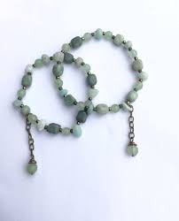 Blue Green Natural Stone Bracelet Amazonite And Aventurine Stretchy Bracelets Healing Gemstone B Natural Stone Bracelets Aqua Blue Earrings Stone Bracelet