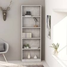 vidaXL Book Cabinet 5 Tier Concrete Grey Engineered Wood