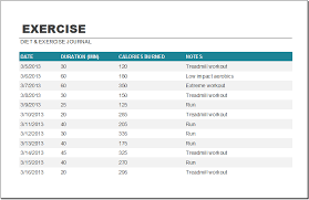 Diet And Exercise Schedule Template Word Excel Templates