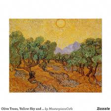 Olive Trees Yellow Sky And Sun Vincent Van Gogh Poster Zazzle Com Vincent Van Gogh Van Gogh Olive Trees Van Gogh
