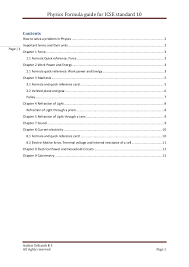 Physics Formula Icse_standard 10