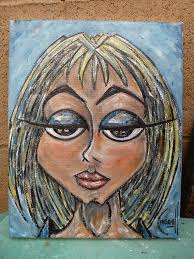 MAXINE oil painting big eyes canvas NEW funny original art 8x10 signed  Crowell