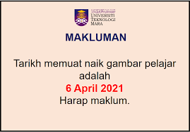 Panduan muat naik gambar kad matrik. Uitm Istudent Portal