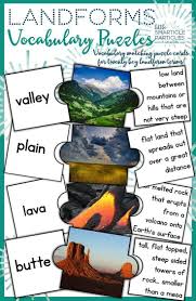 Landform Vocabulary Puzzle Cards For Twenty Key Landform Terms Perfect For Reviews Pre And Post Landforms Elementary Special Education Activities Vocabulary