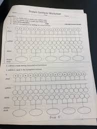 If you don't mind share your comment with us. Solved Protein Synthesis Worksheet Name Date Directions Chegg Com