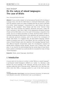 Pdf On The Nature Of Mixed Languages The Case Of Bildts