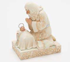 Jim Shore Heartwood Creek Holiday Lustre Santa With Baby Jesus Qvc Com