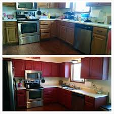 Kitchen Cabinet Country Re Do Dixie Belle Barn Red With American Paint Co Dark Wax Red Kitchen Decor Barn Red Kitchen Kitchen Cabinets In Bathroom