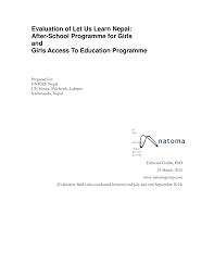 PDF) Evaluation of Let Us Learn Nepal: After-School Programme for Girls and  Girls Access To Education Programme
