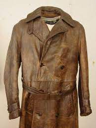 Vintage 1910s Wwi Long Leather Flight Jacket Barnstormer Coat 42 Leather Flight Jacket Flight Jacket Coat