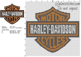 The sample is made on a 14 count aïda; Harley Davidson Motorcycles Logo Free Cross Stitch Pattern Cross Stitch Cross Stitch Patterns Free Cross Stitch