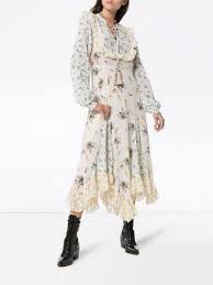 By Timo Floral Drawstring Front Crepe Dress Farfetch Jurken Soorten Kleding Kleding Mode