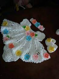 Beautiful White Crochet Baby Dress Set With Flowers Etsy Crochet Baby Crochet Baby Dress Crochet Baby Clothes