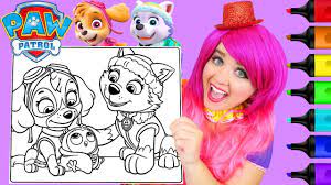 Carlos and tracker from paw patrol coloring pages, cartoons coloring pages, coloring pages online, free printable coloring send in our brave doggy soldiers, rubble, skye, marshall, chase, zuma, everest and rocky to save the day! Coloring Skye Everest Paw Patrol Rescue Pups Coloring Page Prismacolor Markers Kimmi The Clown Youtube