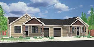 Side and back courtyards tend to be best for outdoor cooking, or if you plan to build a pool. Ranch Duplex One Level 1 Story House Plans D 459 Bruinier Associates