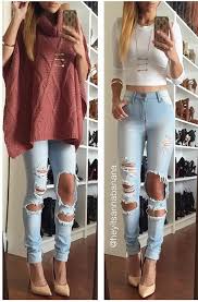 Destructive Nature Destroyed Pants Jeans Light Wash Outfits Cool Outfits Fashion