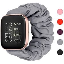 Jieliele Scrunchies Watch Bands Compatible With Fitbit Versa Versa 2 Fitbit Versa Lite For Women And Mensoft Fabric Sport Stra Watch Bands Wristband Scrunchies
