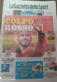 2 Febbraio 2024 GAZZETTA DELLO SPORT Lewis Hamilton Alla Ferrari COLPO  ROSSO new | eBay