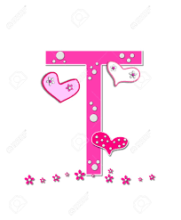 ¿really¿ i looked to see if there were more in the set to include numbers or letters. The Letter T In The Alphabet Set Heartfull Is Pink Outlined With White Polka Dots And Hearts Decorate Letter With A Line Of Pink Flowers At The Bottom Stock Photo Picture And