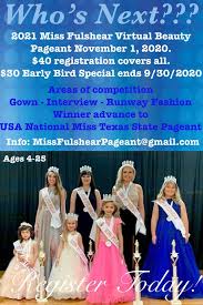 They rip away the right of child to be free and enjoy being young and put them in a situation where they look and dress 20 years older, value competition, vanity, starvation, appearance and egotism and depend on peer approval, all lowering their self esteems. Miss Fulshear Beauty Pageant Home Facebook