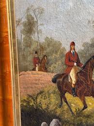 19th century English fox hunt in landscape with huntsman and women with hounds at 1stDibs