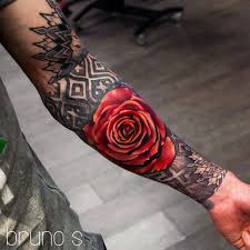 Black And Red Rose Tattoo For Women Black Work Mandala And Red Rose By Bruno Santos Brunosantostattoos Rose Tattoos For Men Red Tattoos Tattoos