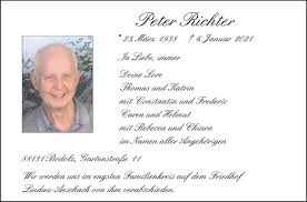 Самые новые твиты от peter richter (@petergrichter): Traueranzeigen Von Peter Richter Schwaebische De Trauerportal