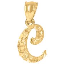 Shoppen sie king krone anhänger buchstabe b 10 k gelb gold alphabet charme echten diamanten. Jewelryweb 10k Yellow Gold Unisex Nugget Letter C Alphabet Initials Charm Pendant
