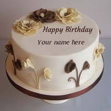 Flower Decorated Happy Birthday Cake Pics Name Edit Happy Birthday Chocolate Cake Happy Birthday Cake Images Cake Writing