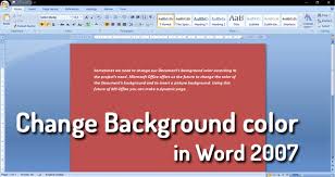 In microsoft word 2007 and microsoft windows 7 it is quite easy to do. How To Add Background Color Image Watermark In Ms Word 2007