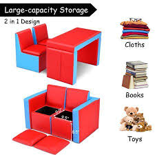 Gymax Multi Functional Kids Sofa Table Chair Set Couch Storage Box Furniture Bedroom Walmart Canada Kids Sofa Kids Armchair Kids Table And Chairs