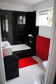 Bathroom Black Guest Bathroom Ideas Apartment Guest Bathroom Ideas Beach Guest Bathroom Ideas Blue Guest In 2020 Black Bathroom Bathroom Red Red Shower Curtains