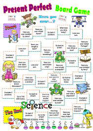Es necesario conocer los verbos irregulares para saber cuál es la forma adecuada. Present Perfect Board Game Present Perfect Board Games English Games