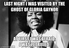 Last Night I Was Visited By The Ghost Of Gloria Gaynor At First I Was Afraid I Was Petrified Humor Funny Very Funny Pictures Funny Memes Haha Funny