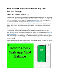 How to use cash app. How To Check The Balance On Cash App Card Without The App By Asif Javed Issuu